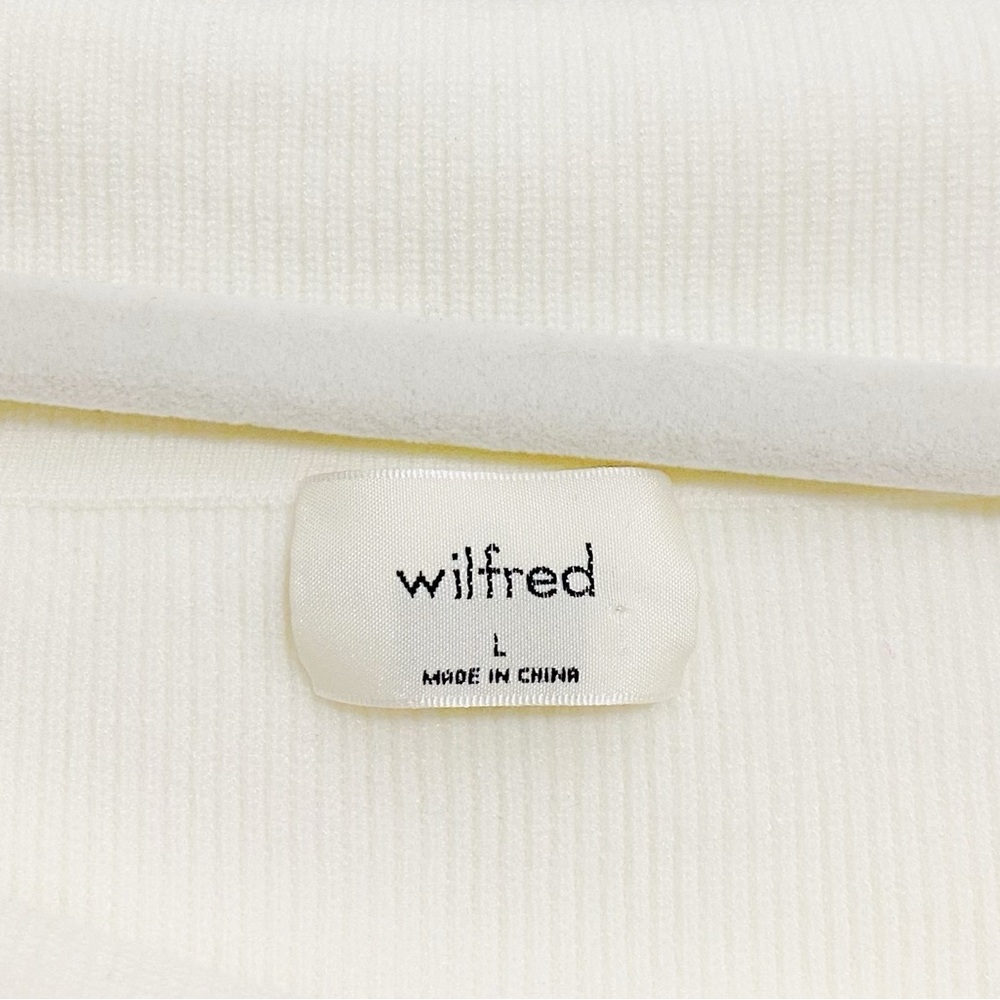 Aritzia Wilfred Nola Off The Shoulder Cream White Ribbed Knit Sweater Size Large - Picture 6 of 10